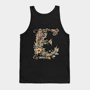 Floral Garden Watercolor Monogram Letter E Tank Top